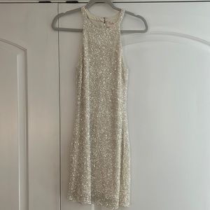 Parker white sequin dress